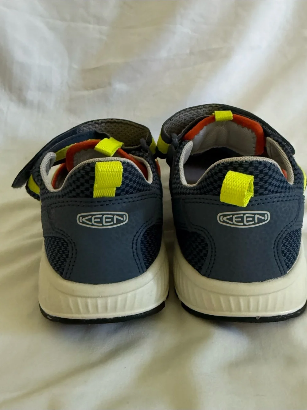 KEEN Motozoa Kids Blue‎ Sandals with Neon Yellow and Orange Accents